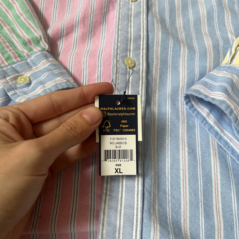 NWT Mens Ralph Lauren Multi Color Striped Button Down Oxford Shirt Sz XL - Picture 4 of 9